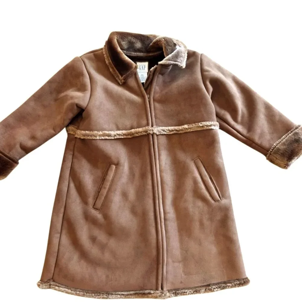 Baby Gap Faux Suede Coat with Faux Fur Lining Mid Length Size 4XL 4 Years